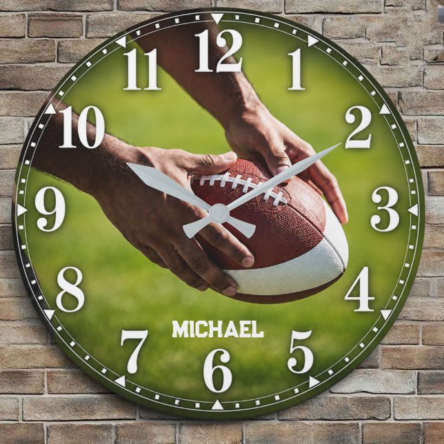 Personalized American Football Custom Name Large Clock (Creator Uploaded)