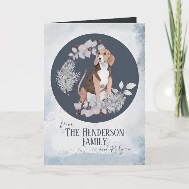 Personalized American Foxhound Christmas Holiday Card (Front)