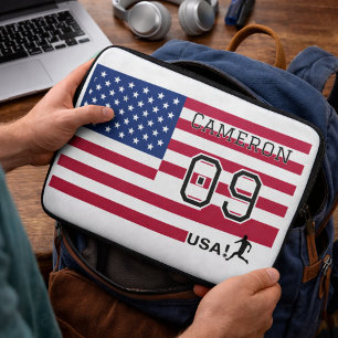 Personalized American Soccer Athlete Patriotic  Laptop Sleeve