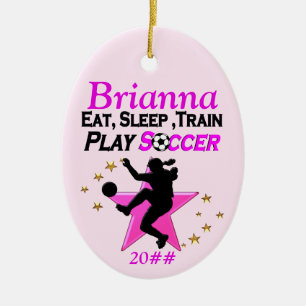 PERSONALIZED AND DATED SOCCER GIRL ORNAMENT