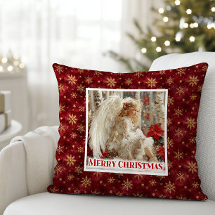 Personalized Angel Red Gold Kids Gift Best Xmas Cushion