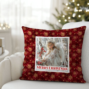 Personalized Angel Red Gold Kids Gift Christmas Cushion