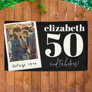 Personalized Any Age Vintage Custom Photo Birthday Banner