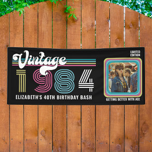Personalized Any Age Vintage Photo Birthday Cool Banner