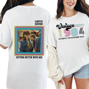 Personalized Any Age Vintage Photo Birthday Cool T-Shirt