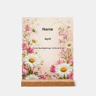 Personalized April Birth Flower Daisy Acrylic Sign