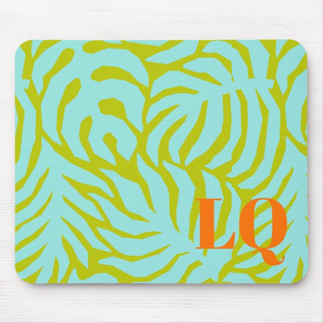 Personalized Aqua Palm Leaf Mouse Pad (Front)