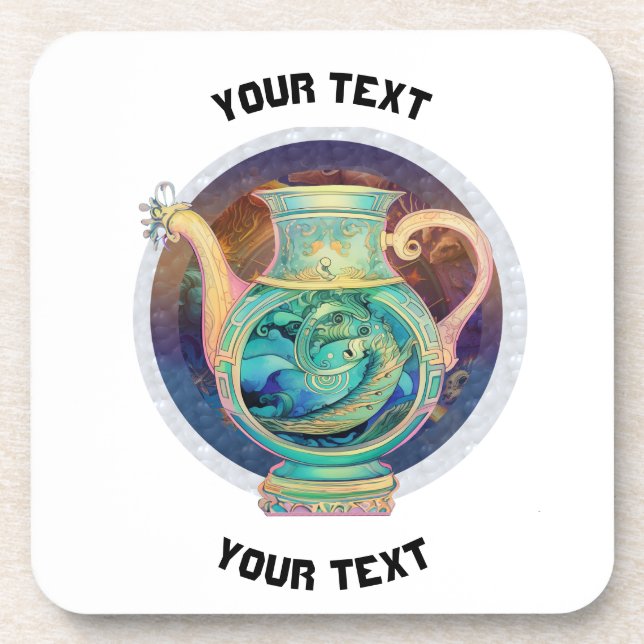 PERSONALIZED Aquarius ZODIAC SIGN  Coaster (Front)