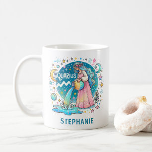 Personalized Aquarius Zodiac Water Bearer Coffee Mug