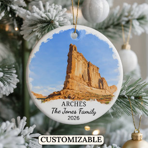 Personalized Arches National Park Ornament, Utah Ceramic Tree Decoration