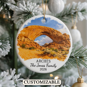 Personalized Arches National Park Ornament, Utah Ceramic Tree Decoration