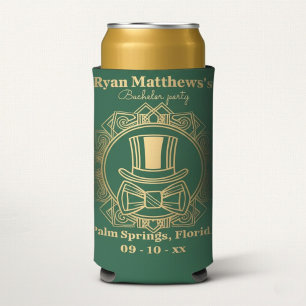 Personalized Art Deco Bachelor Party Seltzer Can Cooler