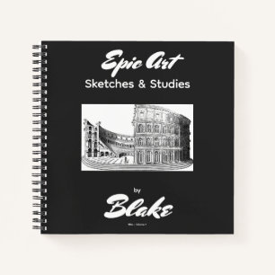 Personalized Art Sketchbook 2 Sketches Black White Notebook