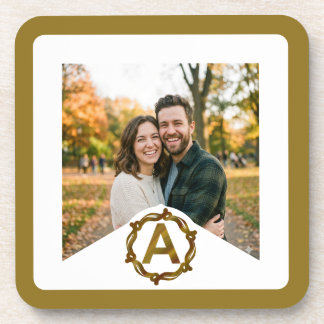 Personalized Artisan Monogram A | Wood Frame Coaster