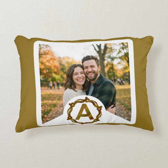 Personalized Artisan Monogram A | Wood Frame Decorative Cushion (Front)