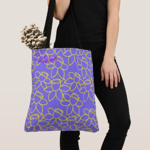 Personalized Artisanal vintage floral in purple  Tote Bag