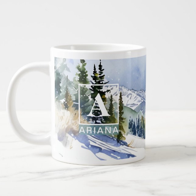 Personalized Aspen Colorado Watercolor Mug (Left)