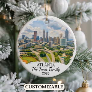 Personalized Atlanta Ornament, Custom Georgia Ceramic Tree Decoration