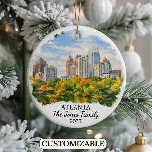 Personalized Atlanta Ornament, Custom Georgia Ceramic Tree Decoration
