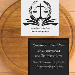 Personalized attorney engrave law firm square business card
