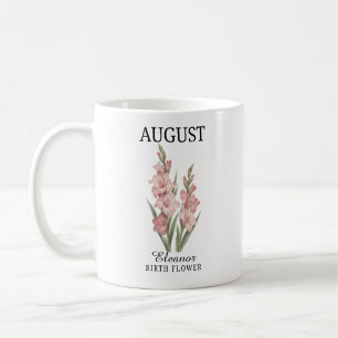 Personalized August Birth Flower Gladiolus Coffee Mug