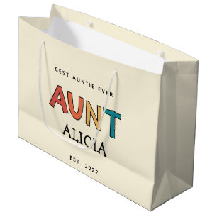 Personalized Aunt Retro Gift Best Auntie Ever Cute Large Gift Bag