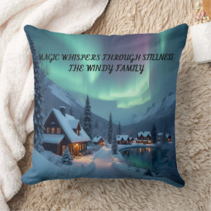 Personalized Aurora Lake Snow Cushion