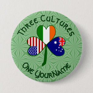 Personalized Australia Ireland USA Shamrock 7.5 Cm Round Badge