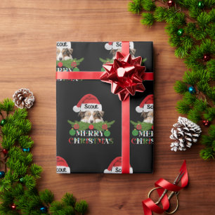 Personalized Australian Shepherd Merry Christmas Wrapping Paper
