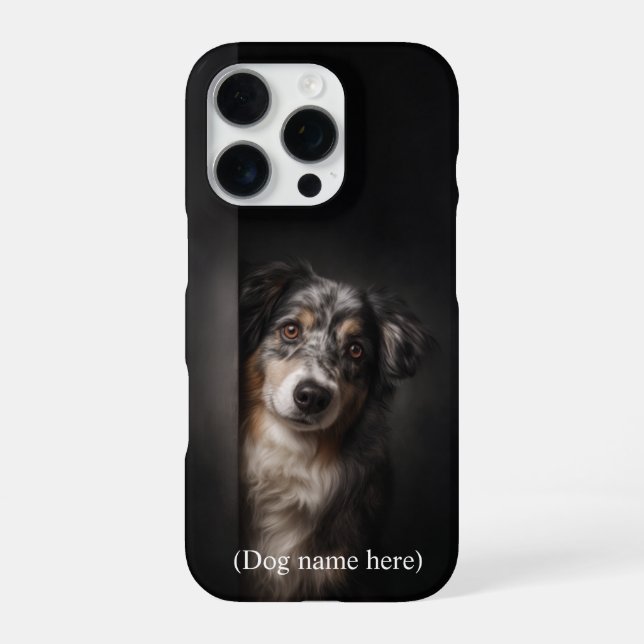 Personalized Australian Shepherd Portrait iPhone C Case (Back)
