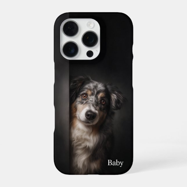 Personalized Australian Shepherd Portrait iPhone C iPhone Case (Back)
