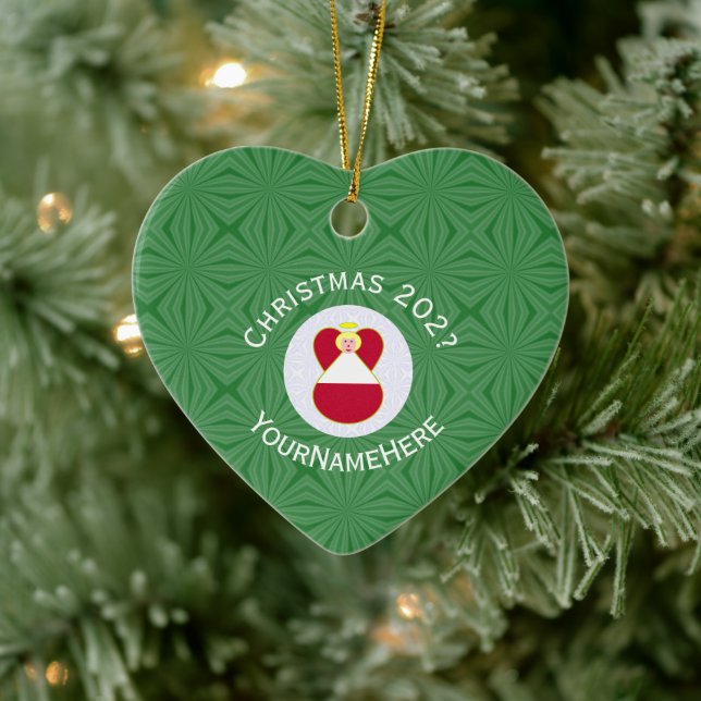Personalized Austrian Angel Christmas Flag Ceramic Tree Decoration (Tree)