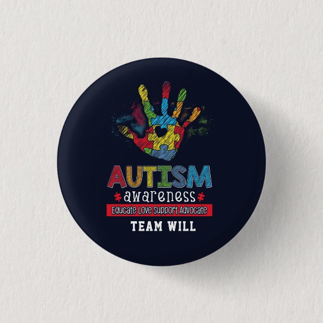 Personalized Autism Awareness Educate Advocate 3 Cm Round Badge (Front)