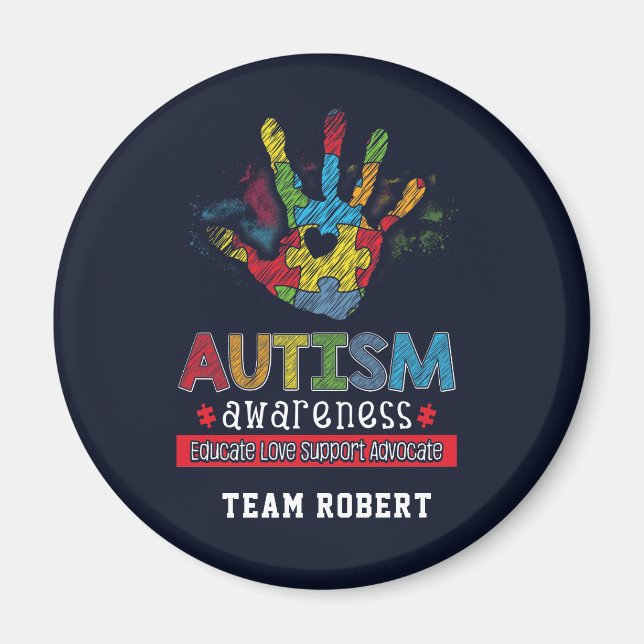 Personalized Autism Awareness Educate Advocate Magnet (Front)