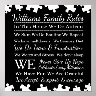 Personalized Autism Family Rules Poster