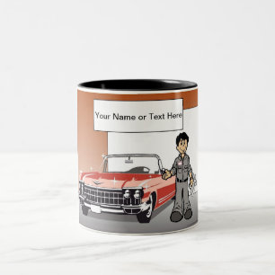 Personalized Auto Body Repair - Male Cartoon Two-Tone Coffee Mug