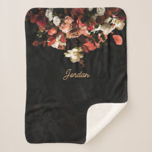 Personalized Autumn Flowers Stylized Print  Sherpa Blanket