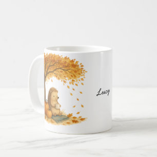 Personalized Autumn Hedgehog Under Tree Coffee Mug