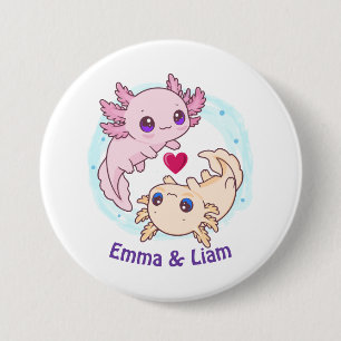 Personalized Axolotl Couple Valentine Button