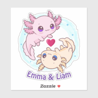 Personalized Axolotl Couple Valentine Sticker