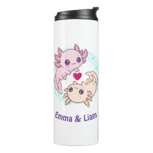 Personalized Axolotl Couple Valentine Thermal Tumbler