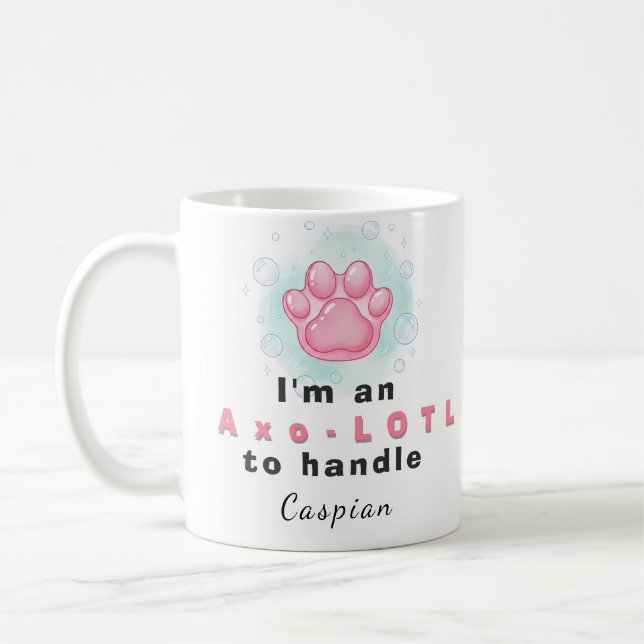 Personalized Axolotl Paw Print & Quote Coffee Mug (Left)