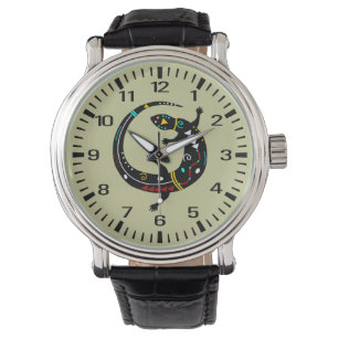 Personalized Aztec Southwest Tribal Lizard Design Watch