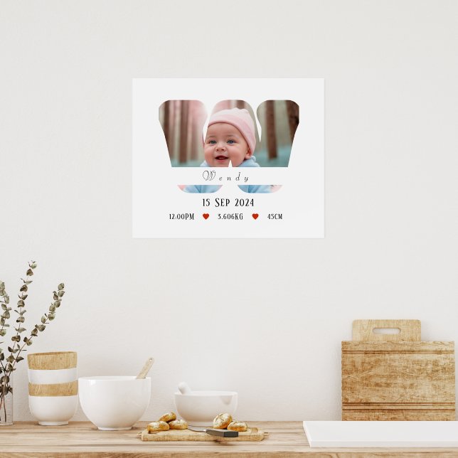 Personalized Baby Alphabet Letter - W - Poster (Kitchen)