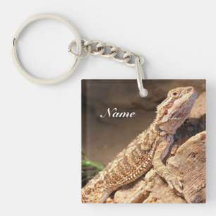 Personalized Baby Bearded Dragon Lizard Key Ring