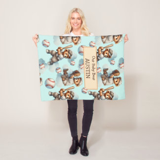 Personalized Baby Blanket – Watercolor Teddy Bears