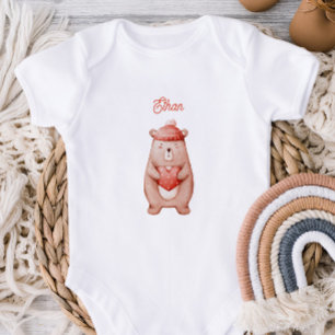 Personalized Baby Bodysuit With A Teddy Bear