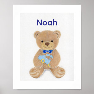 Personalized Baby Boy Name Teddy Bear Nursery  Poster