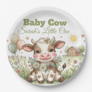 Personalized Baby Cow Baby Shower Paper Plate