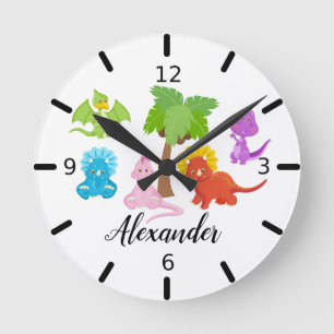 Personalized Baby Dinosaur & Friends Round Clock